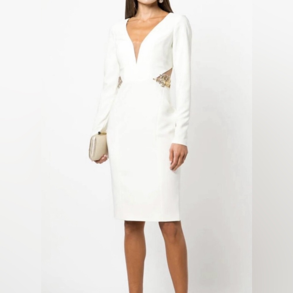 New Marchesa Notte Ivory embellished dress size 14